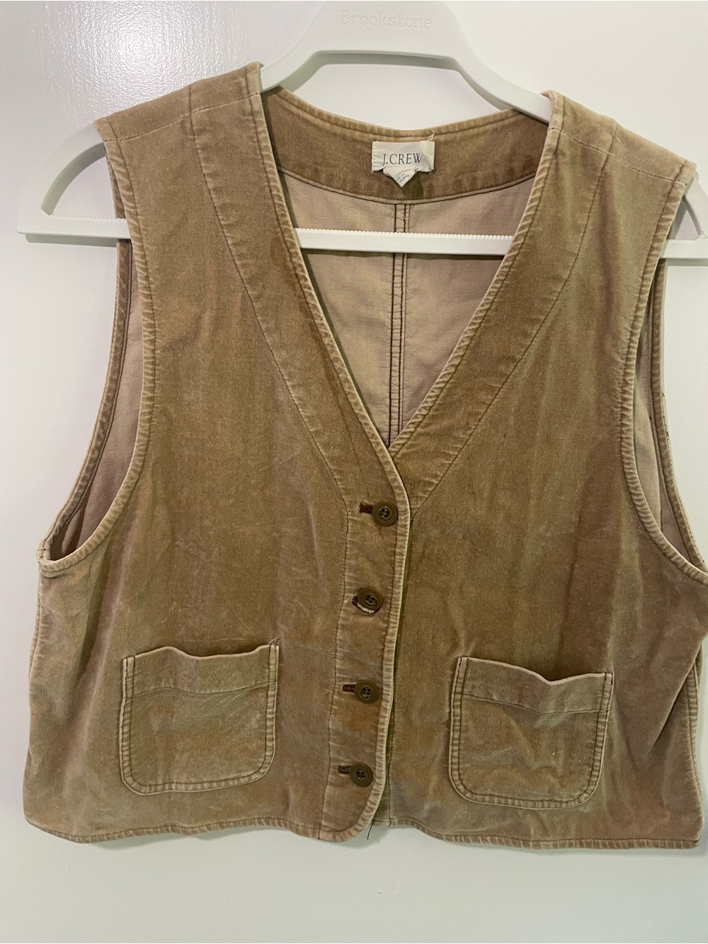 Vintage J.Crew Taupe Corduroy Button Front Vest Y2K, 90s retro